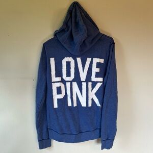 PINK by VICTORIA'S SECRET Graphic Pullover Blue Hooded Sweatshirt Women's Medium